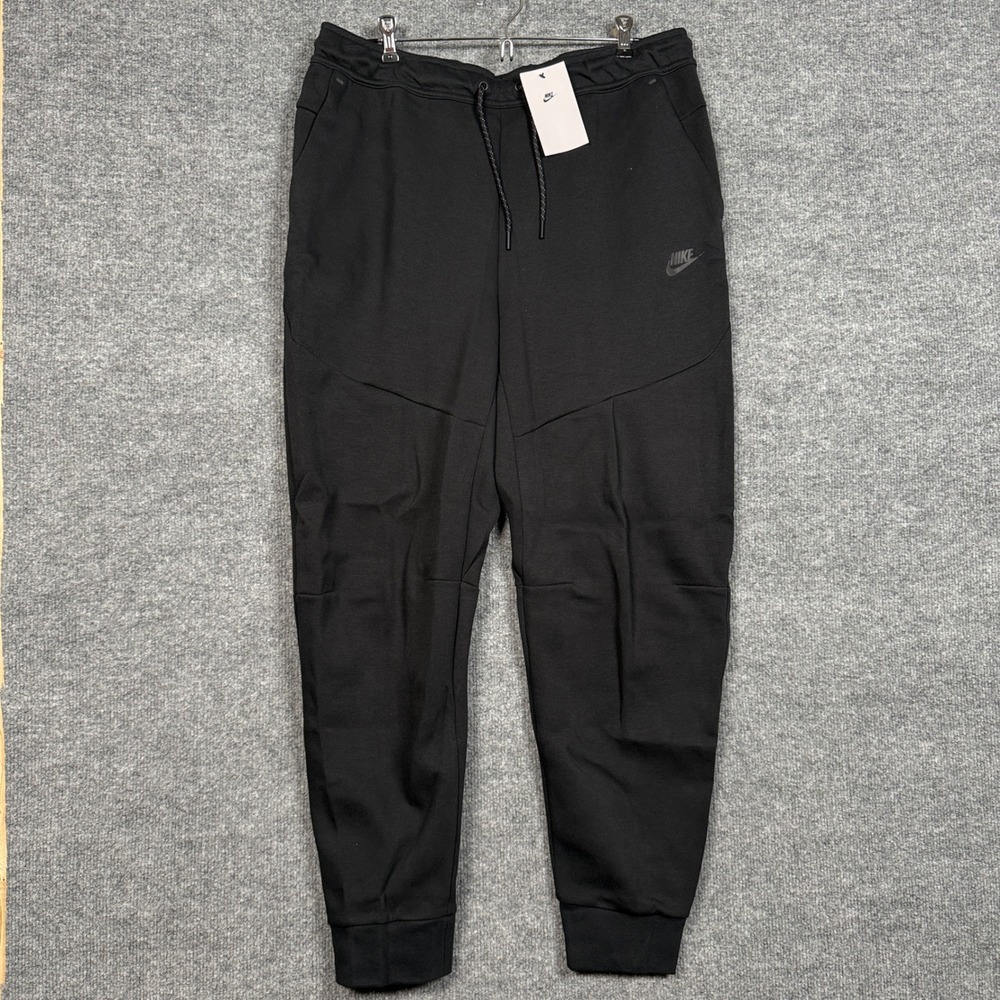 Nike Mens Sz XL Jogger Pants Black Cotton Blend Slim Fit Tapered Leg Drawstring